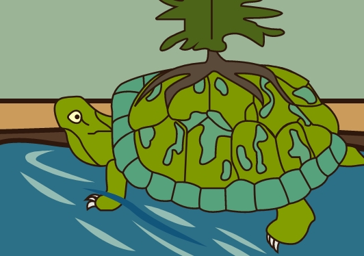 cartoon turtle in the river